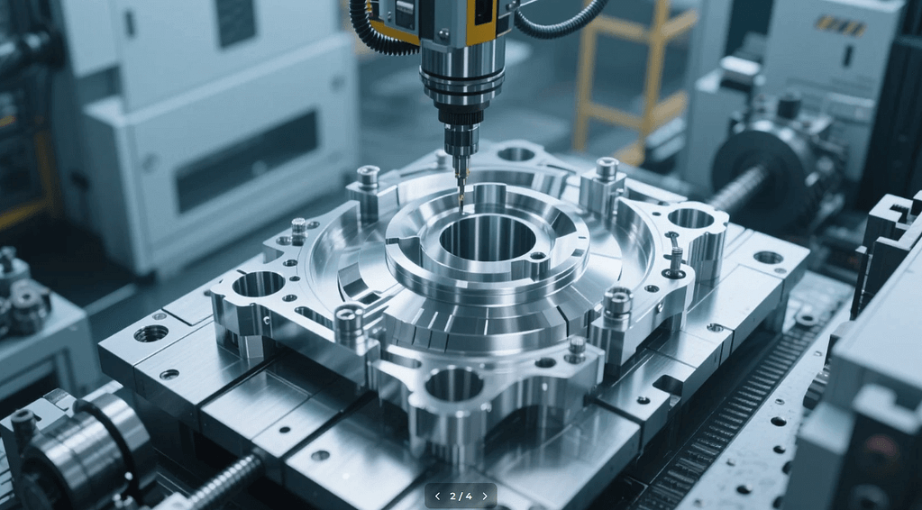 Machinist inspecting an Inconel test part with a coordinate measuring machine Machinist inspecting an Inconel test part with a coordinate measuring machine