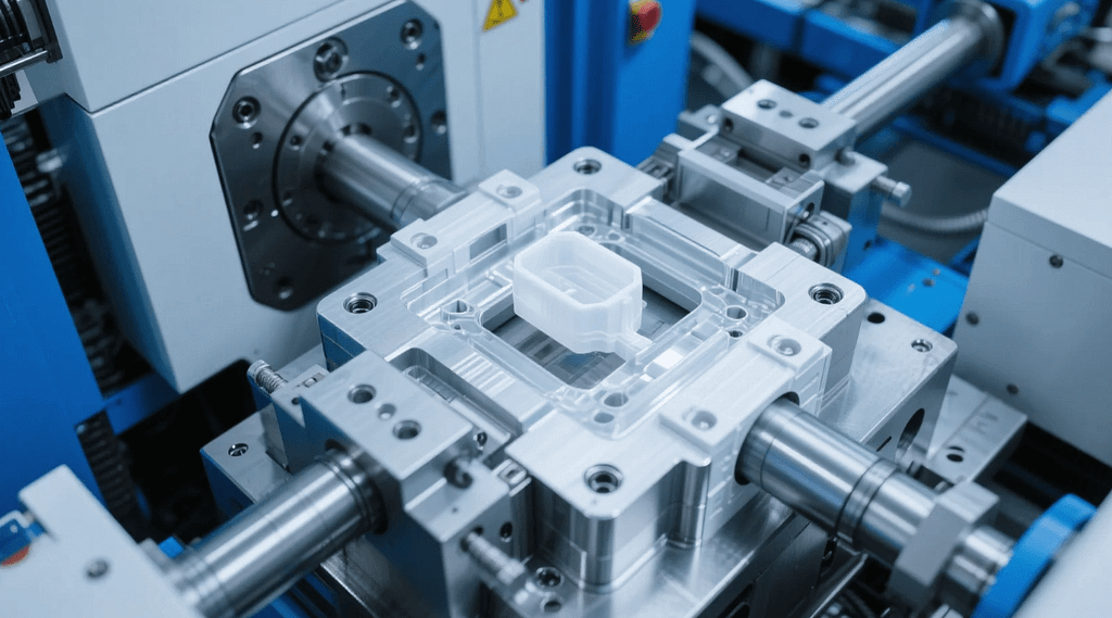 Injection molding machine with heated barrel and clamping unit