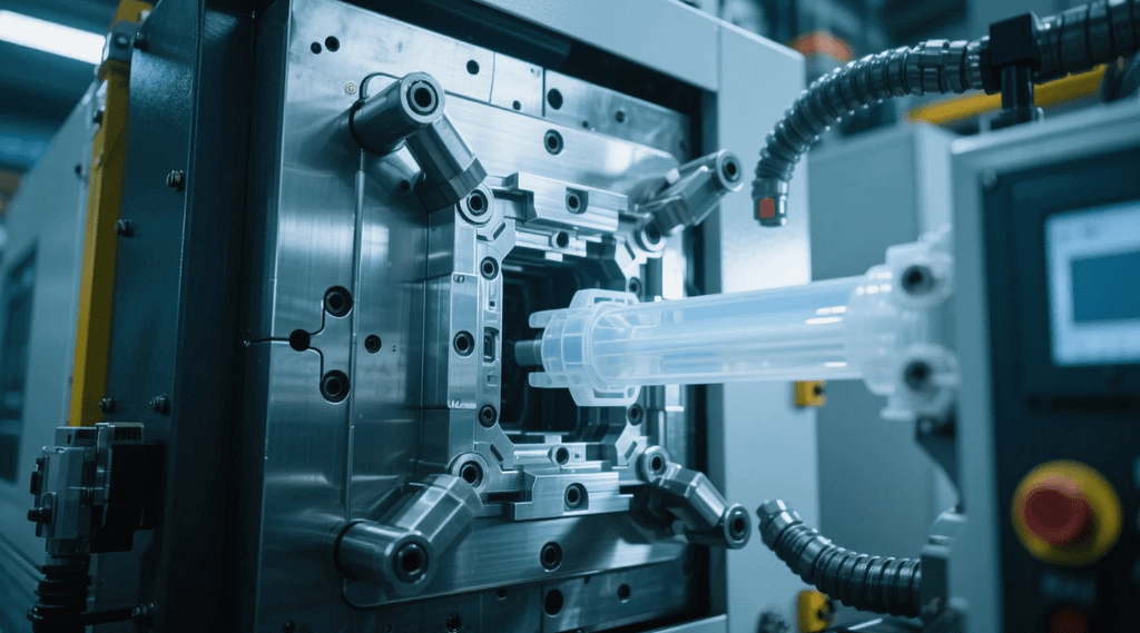 Injection molding machine with heated barrel and clamping unit Injection molding machine with heated barrel and clamping unit